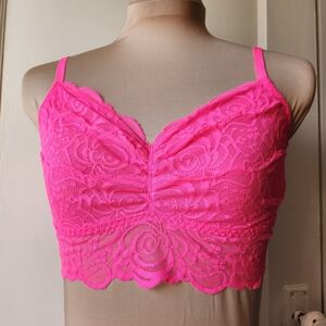 PINK Victoria's Secret Bright Pink Lace Bralette